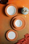 Hermia Orila Costa Juego de Cena de Porcelana 24 Piezas Blanco y Naranja